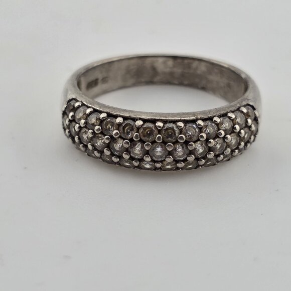 925 Sterling Silver Ring white Stone Vintage Band Size 9 - Picture 6 of 8